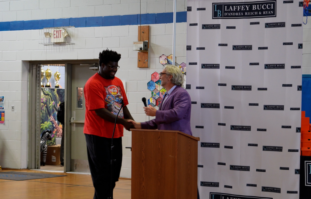 Jordan Davis with Jeff Laffey at Back-to-School Giveaway